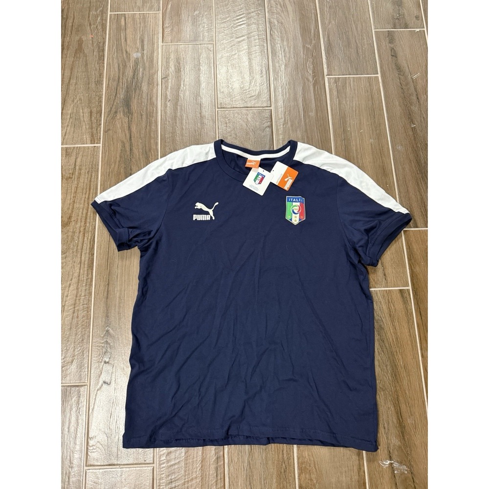 Puma Italy National Soccer Team Blue T-Shirt Azure Size XL NWT